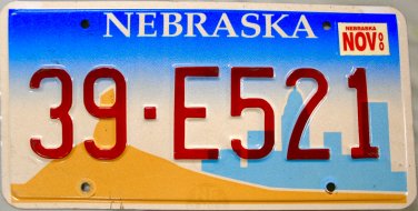 2000 Nebraska License Plate (39-E521)