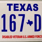 Texas Disabled Veteran U.S. Armed Forces License Plate (1167 DV)