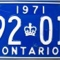 1971 Ontario License Plate Canada (992 018)