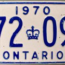 1970 Ontario License Plate Canada (172 093)