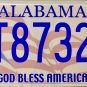 2009 Alabama God Bless America License Plate (AT87322)