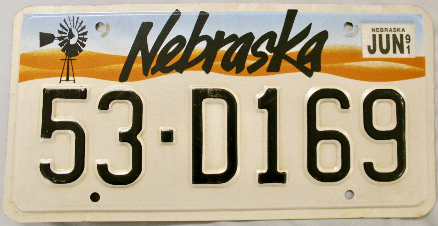 1991 Nebraska License Plate (53-D169)