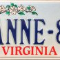 1994 Virginia Cardinal Vanity License Plate (ANNE-83)