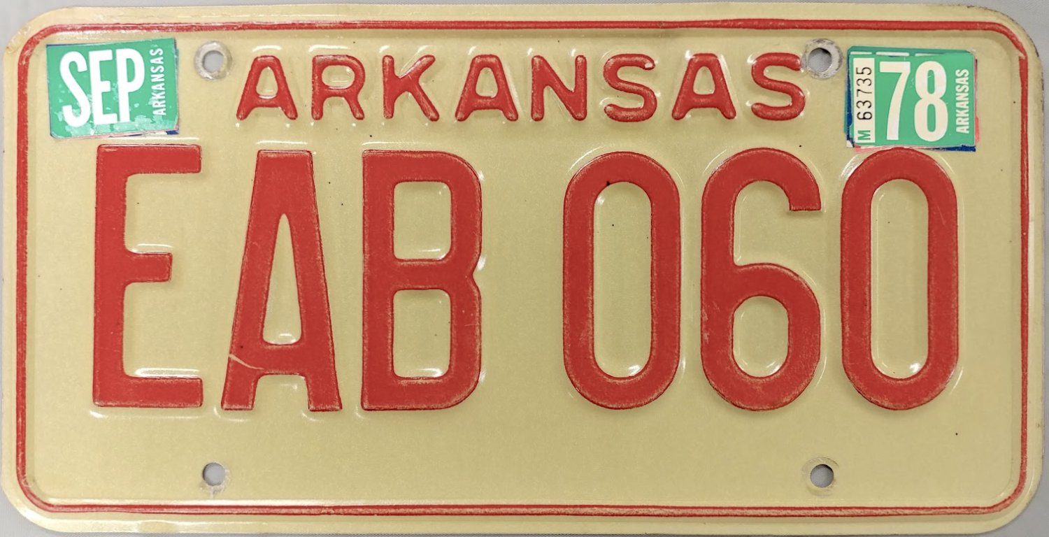 1978 Arkansas License Plate (EAB 060)