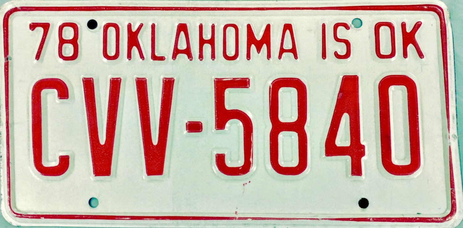 1978 Oklahoma License Plate (CVV5840)