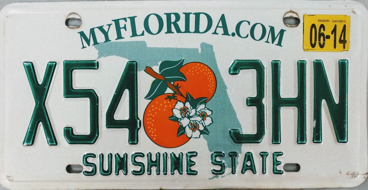 2014 Florida License Plate (X54 3HN)