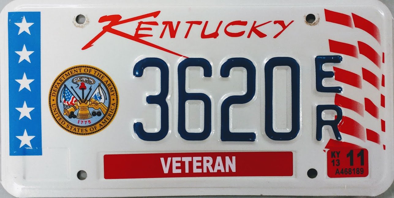 2013 Kentucky Veteran License Plate (3620 ER)