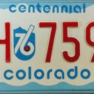 1976 Colorado Centennial License Plate (XH 7596)