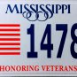 2015 Mississippi Honoring Veterans License Plate (1478 HV)