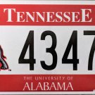 2015 Tennessee: University of Alabama License Plate (4347 AL)