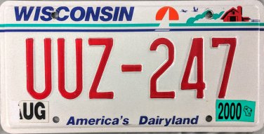 2000 Wisconsin License Plate Uuz 247