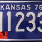 1976 Kansas License Plate with 78, 79, & 80 Stickers (JO H12332) 1976 Kansas License Plate with 78, 79, & 80 Stickers (JO H12332)