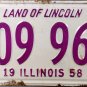 1958 Illinois License Plate (409 967)