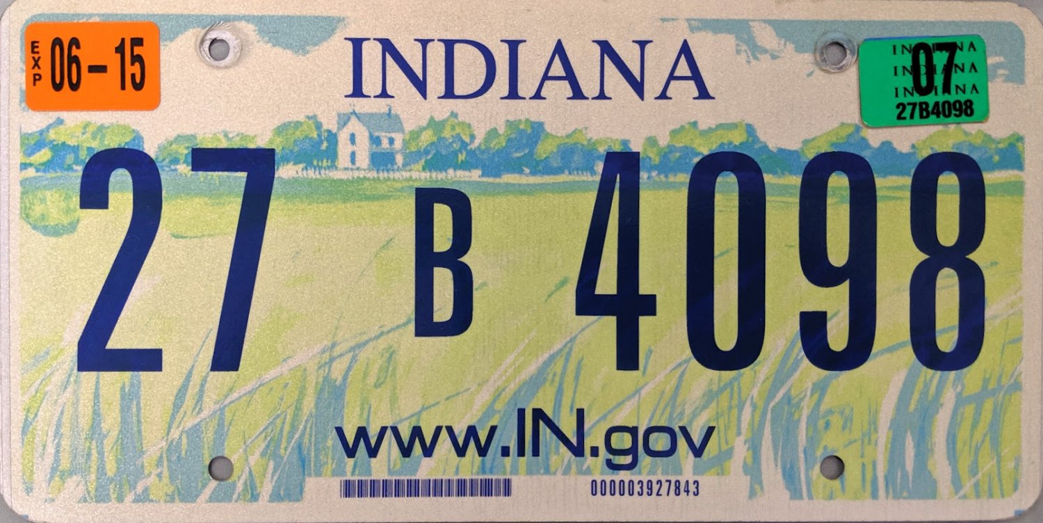 2007 Indiana License Plate (27B4098)