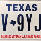 Texas Disabled Veteran U.S. Armed Forces License Plate (DV 9YJX) Texas Disabled Veteran U.S. Armed Forces License Plate (DV 9YJX)