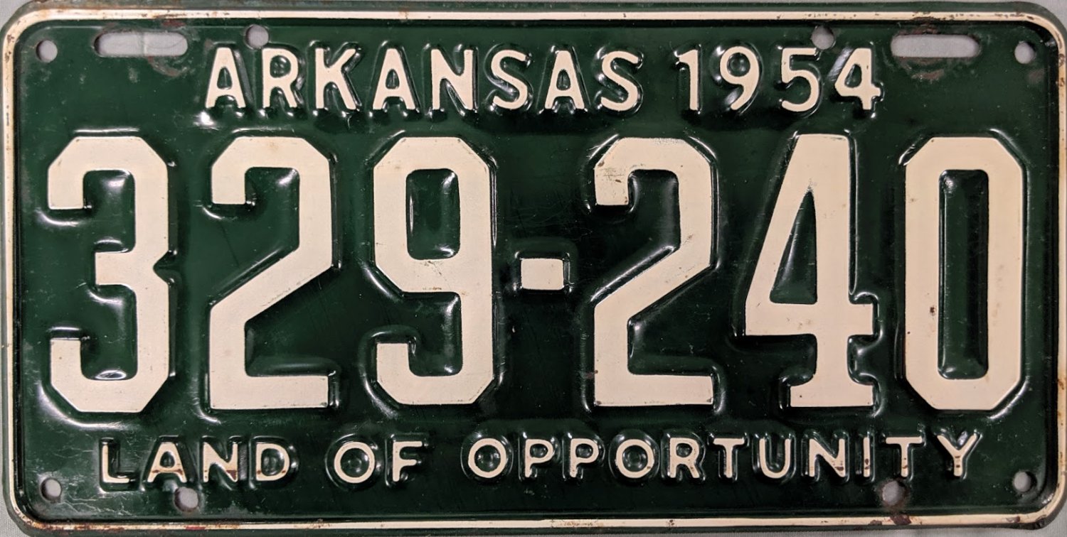 1954 Arkansas License Plate (329-240)