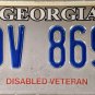 2018 Georgia Disabled Veteran License Plate (DV 869)