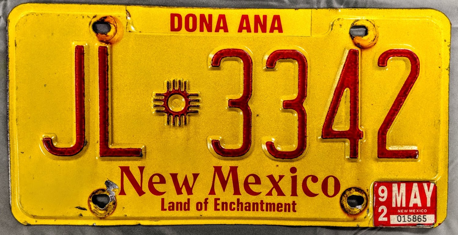 1992 New Mexico License Plate (JL 3342)