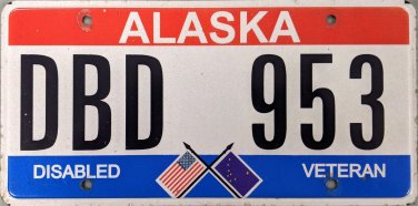 Alaska Disabled Veteran License Plate (DBD 953)