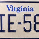 1993 Virginia License Plate (FIE-588)