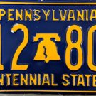 1976 Pennsylvania Bicentennial License Plate with 75 sticker (H12 801)