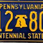 1976 Pennsylvania Bicentennial License Plate with 75 sticker (H12 801)