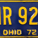 1972 Ohio License Plate (HR 922)
