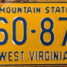1970 West Virginia License Plate (B60-878)