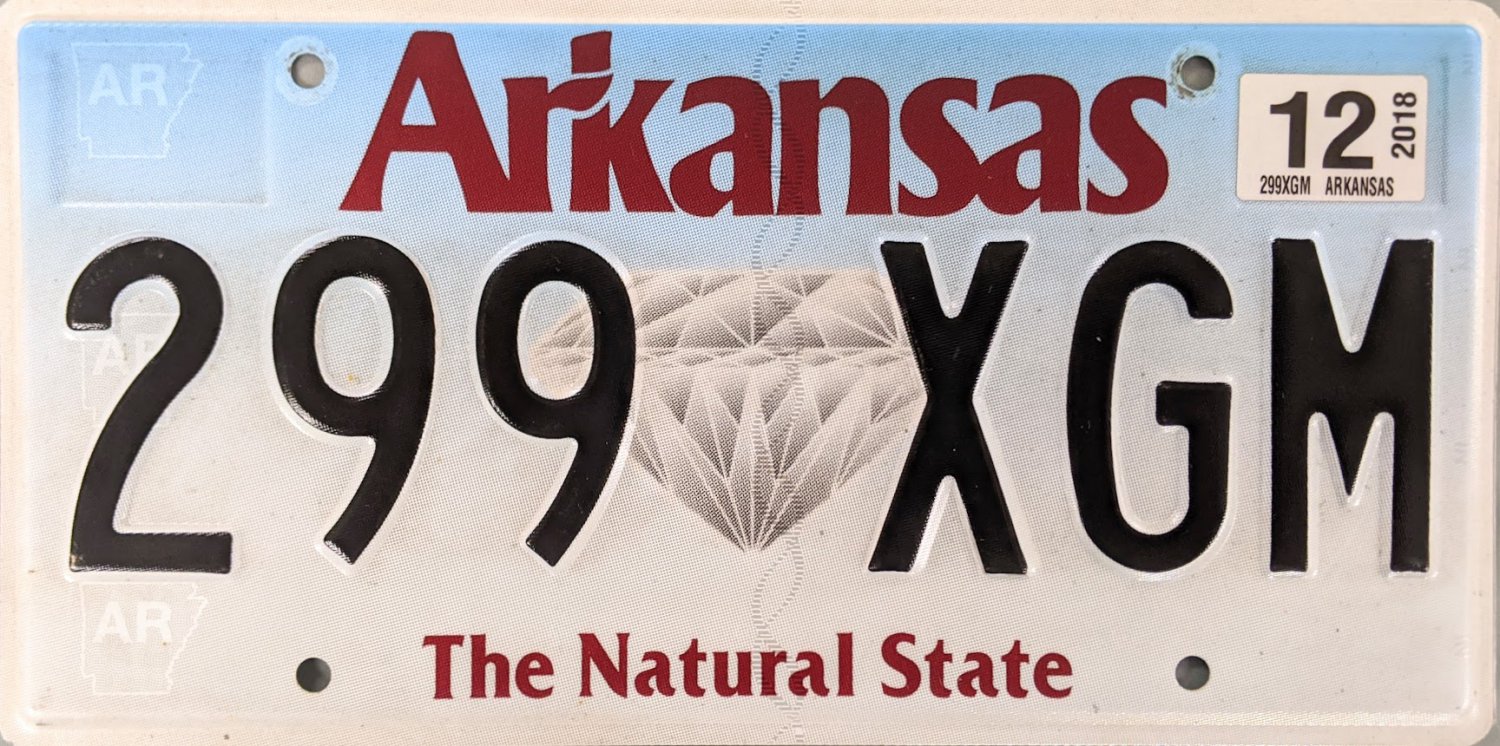 2018 Arkansas License Plate (299 XGM)