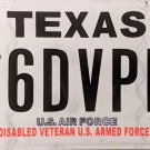 Texas (U.S. Air Force) Disabled Veteran License Plate (6DVPKB)