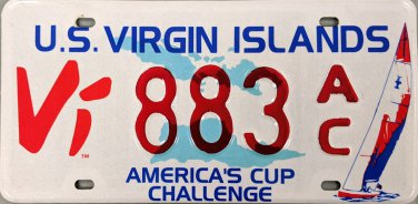 U.S. Virgin Islands America's Cup Challenge License Plate (883 AC)