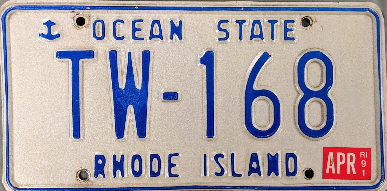 1991 Rhode Island License Plate (TW168)