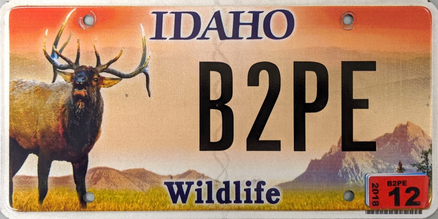 2018 Idaho Wildlife "ELK" License Plate (B2PE)