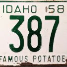 1958 Idaho License Plate (3L 387)