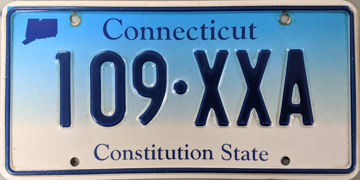 Connecticut License Plate (109-XXA)