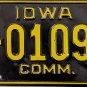 1958 Iowa Commercial Truck Half Year License Plate (7-01098)