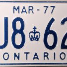 1977 Ontario License Plate (BU8 625) Canada