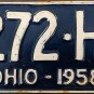 1958 Ohio License Plate (1272-HP)