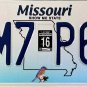 2016 Missouri License Plate (MM7 P6E)