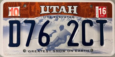 2016 Utah License Plate (D76 2CT)