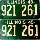 1943 Illinois (PAIR) Fiberboard License Plate (921 261)