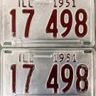 1951 Illinois (PAIR) License Plate (17 498) 1951 Illinois (PAIR) License Plate (17 498)