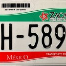 Zacatecas (Mexico) License Plate (ZDH-589-M)