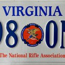2014 Virginia National Rifle Association License Plate (498 ONR)
