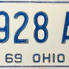 1969 Ohio License Plate (3928 AH)