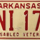 1978 Arkansas Disabled Veteran License Plate (FNI 177)