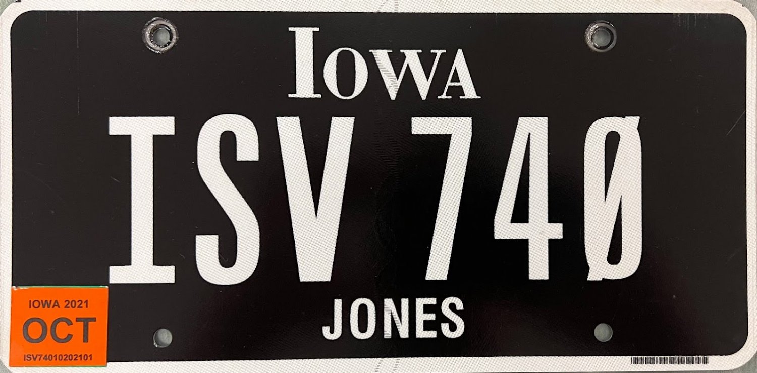 2021 Iowa (Black Out Design) License Plate (ISV 740)