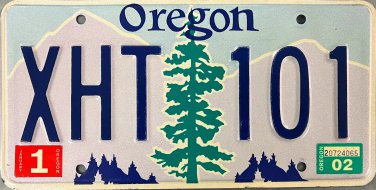 2002 Oregon License Plate (XHT 101)