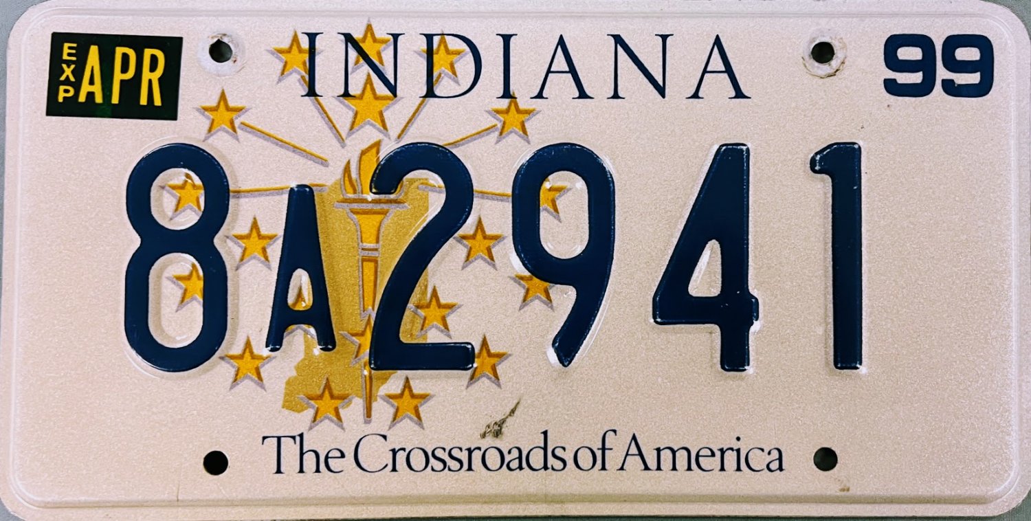 1999 Indiana License Plate (8A2941)