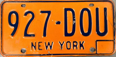 New York License Plate (927-DOU)